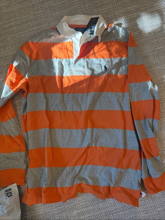 Polo Ralph Lauren Other - Polo by Ralph Lauren Orange and Gray Striped Rugby Polo